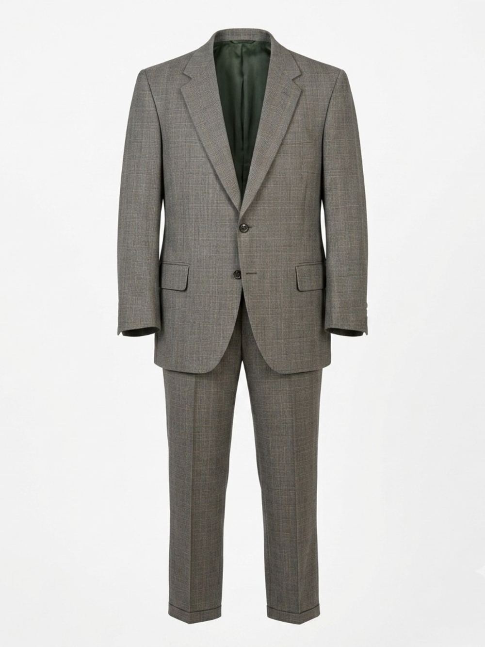Vtg Kuppenheimer By Walton 2PC Glen Plaid Suit ~40R W34 L38 Wool Brown Gray